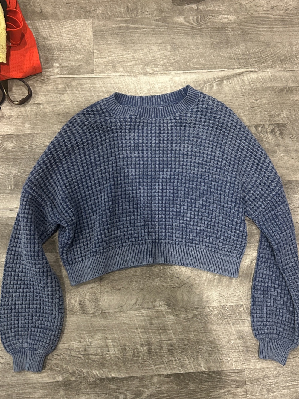Hollister Dusty Blue Waffle-Knit Crewneck Sweater